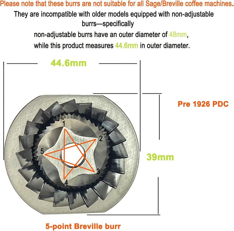 Brewvana Conical Grinder Burr Set Replacement Compatible with Breville Espresso Machines Coffee Grinder Burr(Pre 1926 PDC) - Image 3